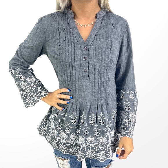 Style & CO Embroidered Eyelet Boho Floral Blouse - Picture 8 of 8